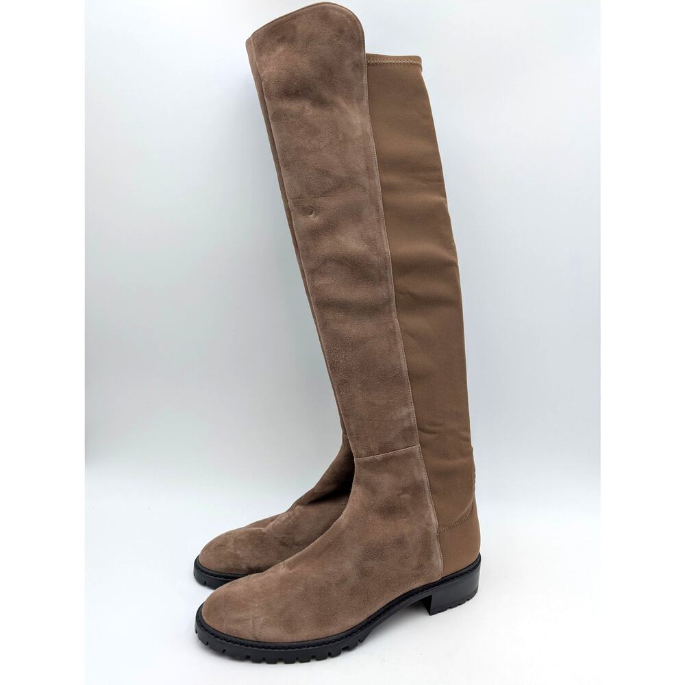 Stuart Weitzman 5050 Over the Knee Boots Women's Taupe Size US8.5B EU39